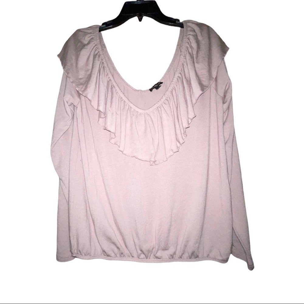 3 for $10 Bundle - Mauve ruffle neck long sleeve top